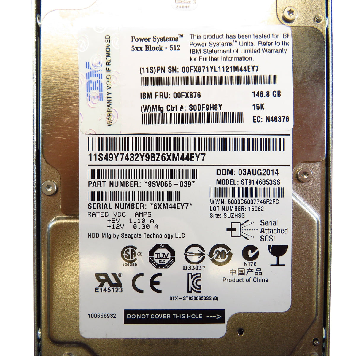IBM 00FX876 00FX871 146GB 15K RPM 2.5" SAS 6Gbps HDD Hard Drive (Refurbished)