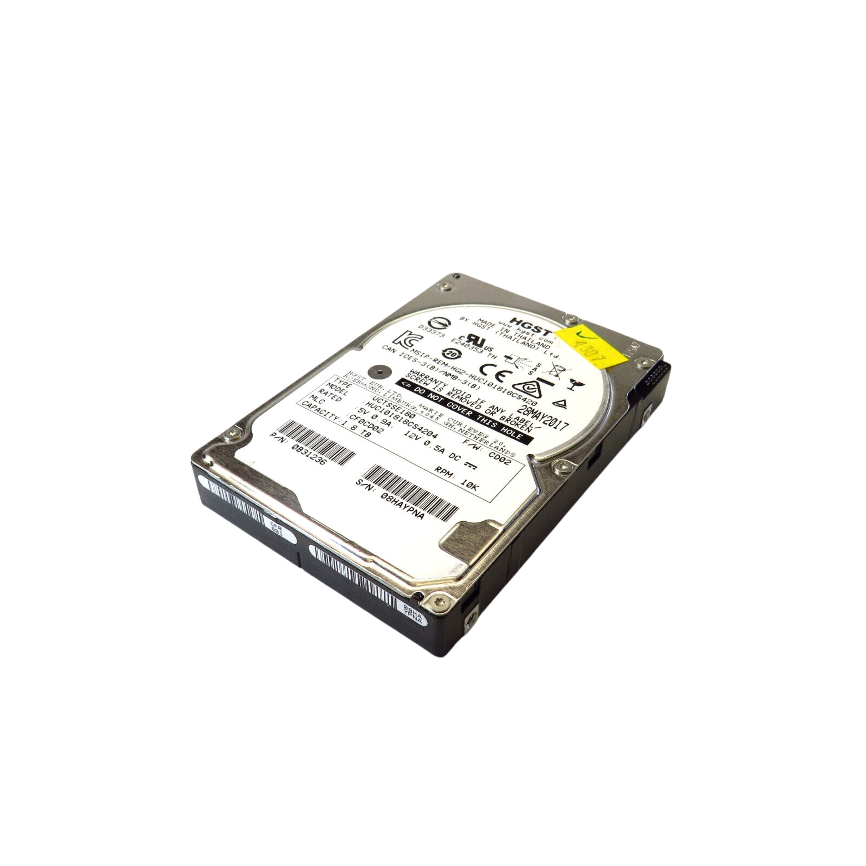 HGST 0B31236 2.5" 1.8TB 10000RPM SAS 12Gb/s Hard Disk Drive (HDD), Silver (Refurbished)
