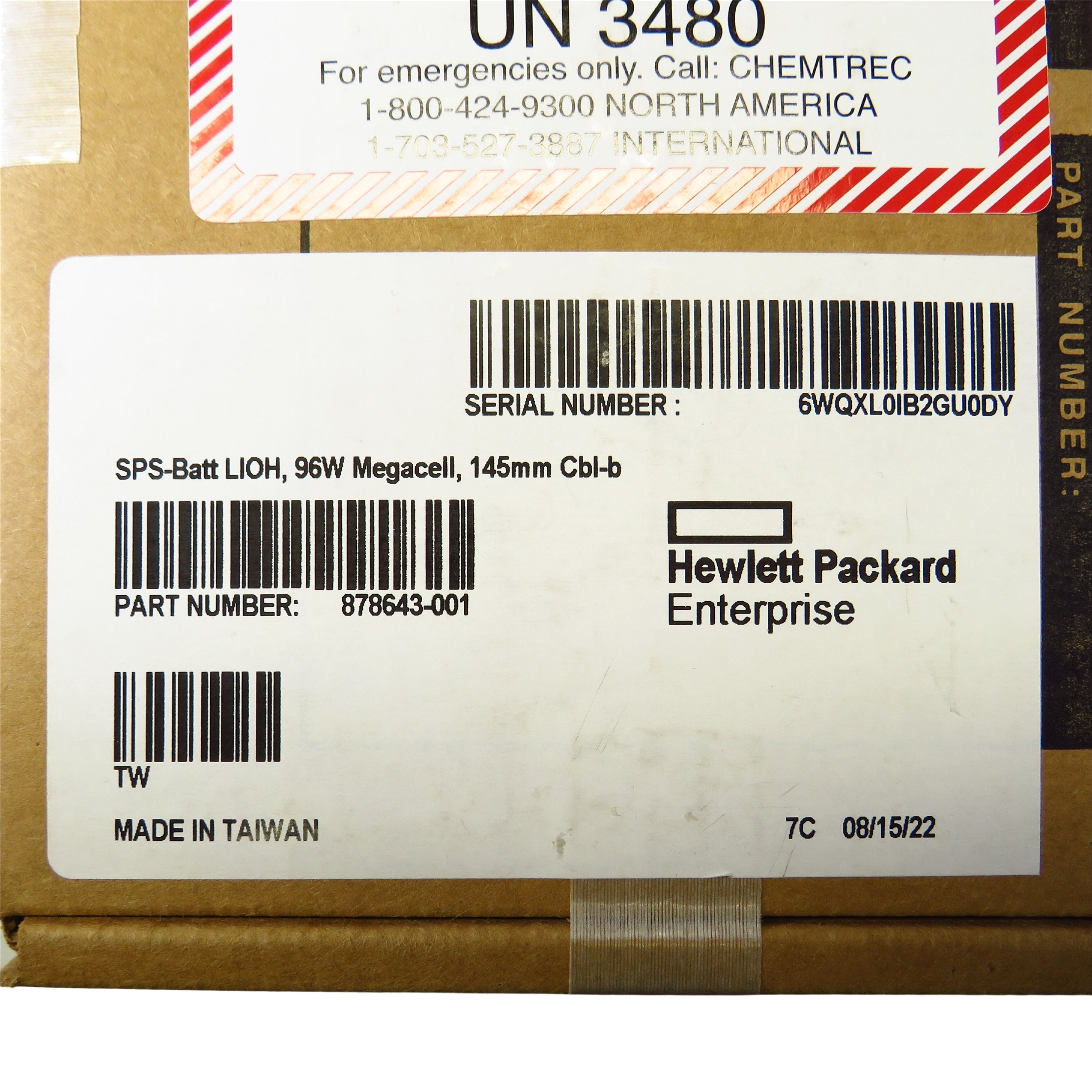 HPE 878643-001 SPS-Batt 96W Megacell 145mm Cbl-b Smart Storage Battery