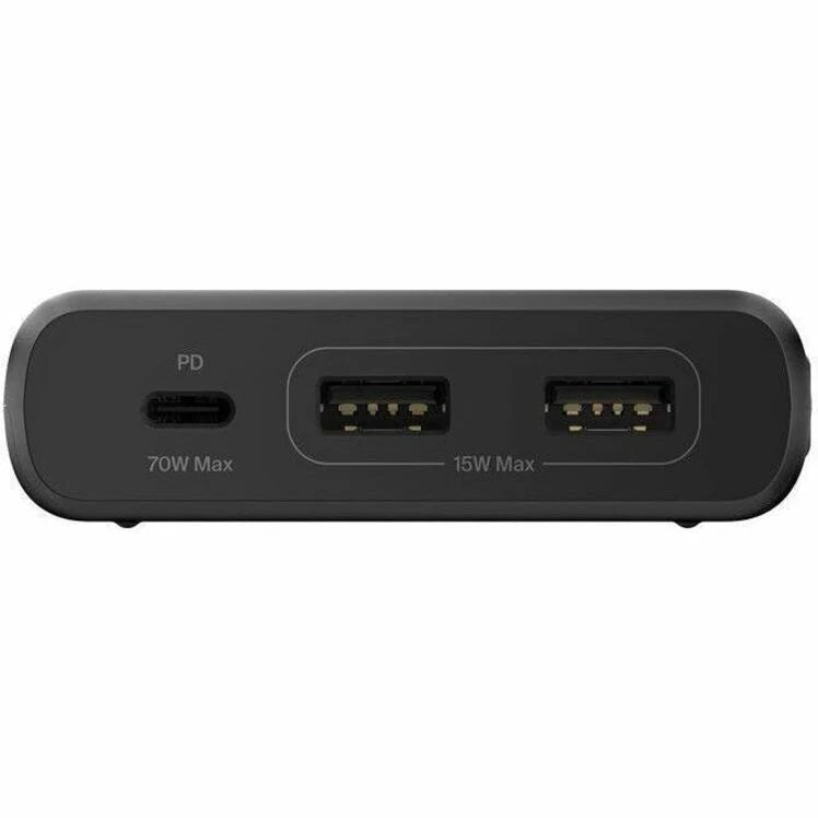 Belkin 2-Outlet Charging Station w/ 2x USB-A, 1x USB-C Ports + Tethered USB-C Cable 70W - 5ft Cord - Black