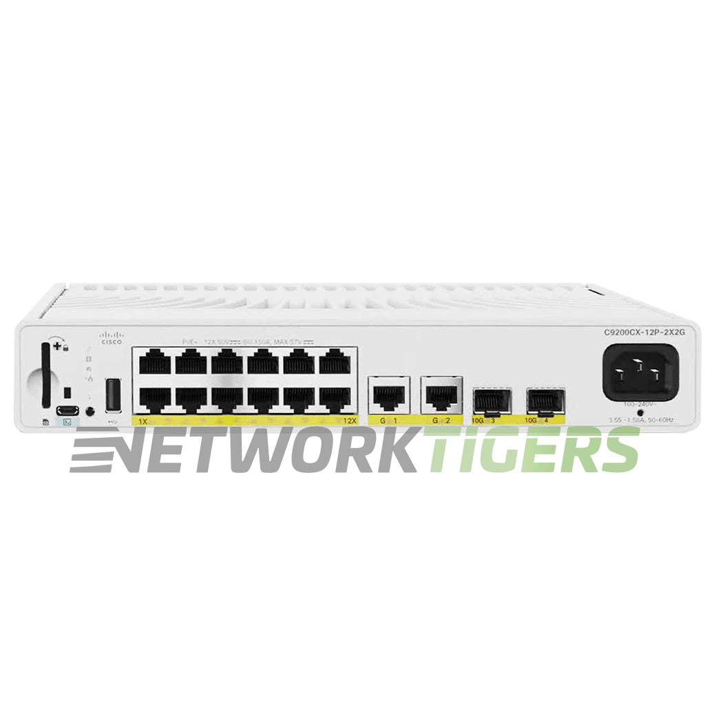 NEW Cisco C9200CX-12P-2X2G-E 12x 1GB PoE+ RJ45 2x 1GB RJ45 2x 10GB SFP+ Switch