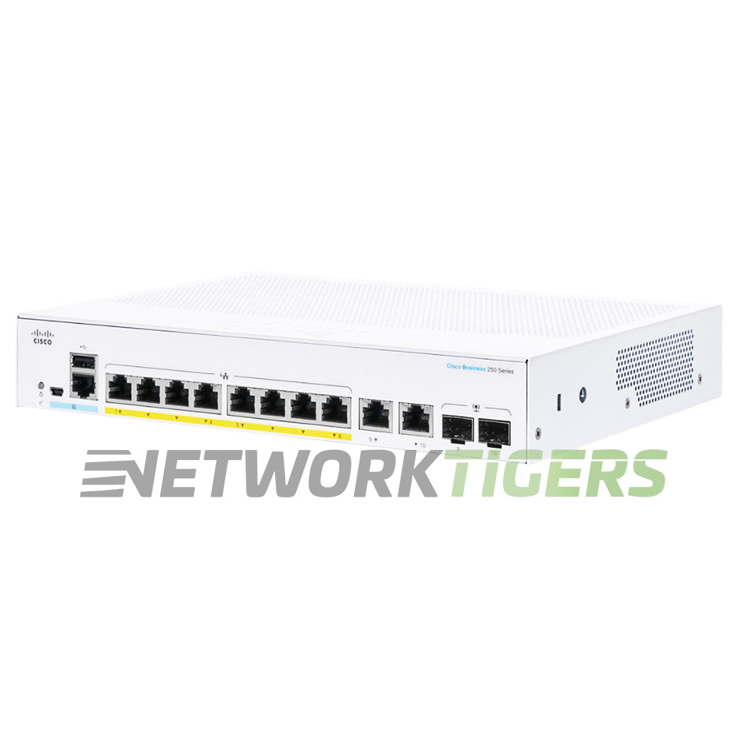 NEW Cisco CBS250-8P-E-2G-NA 8x 1GB PoE+ RJ45 2x 1GB Combo Switch