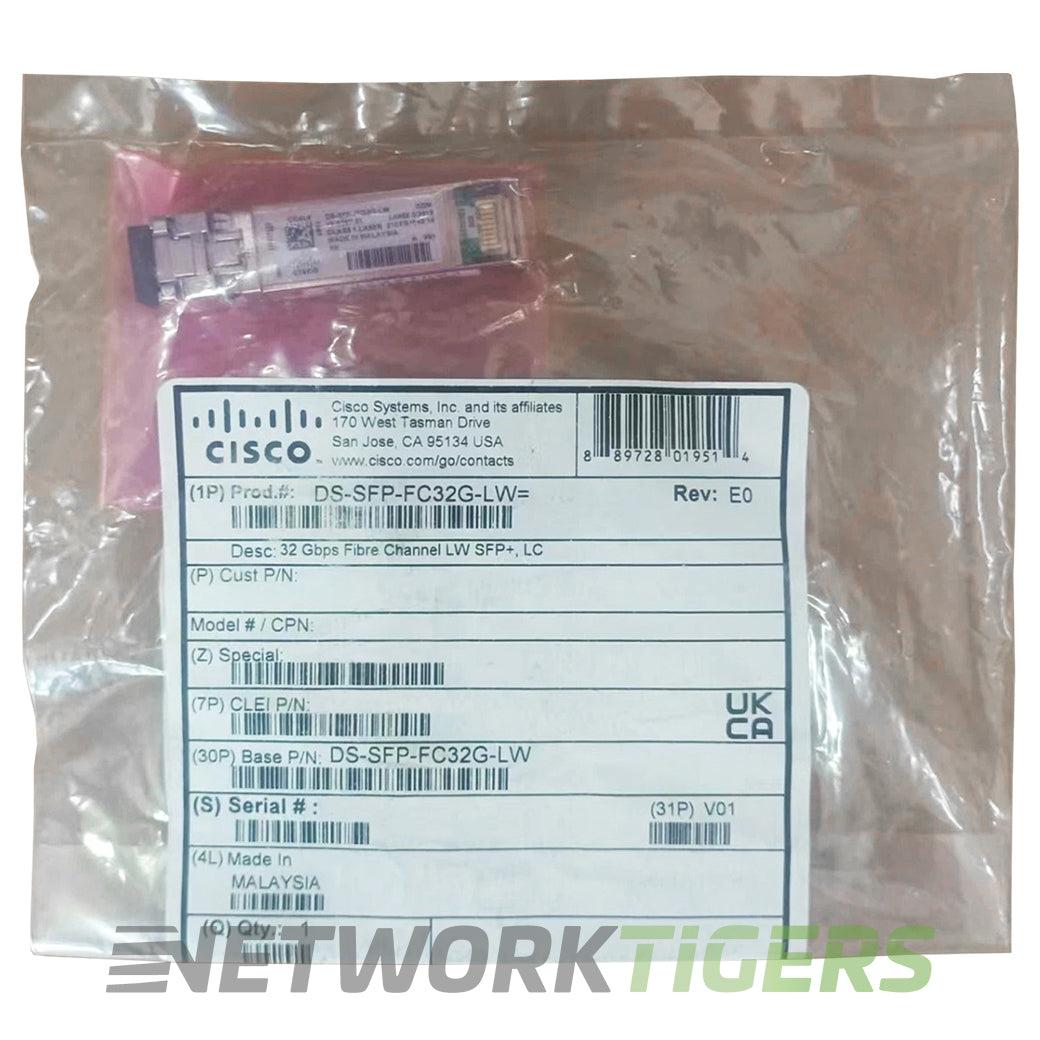 NEW Cisco DS-SFP-FC32G-LW 32GB Fibre Channel 1310nm 10km DOM SFP28 Transceiver