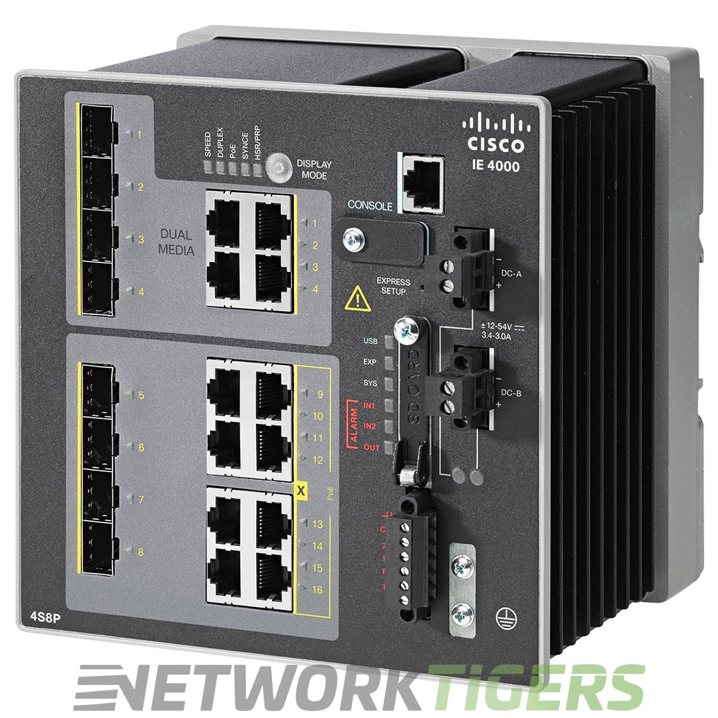 NEW Cisco IE-4000-4S8P4G-E 8x FE PoE+ RJ45 4x 1G Combo 4x FE FC SFP Switch