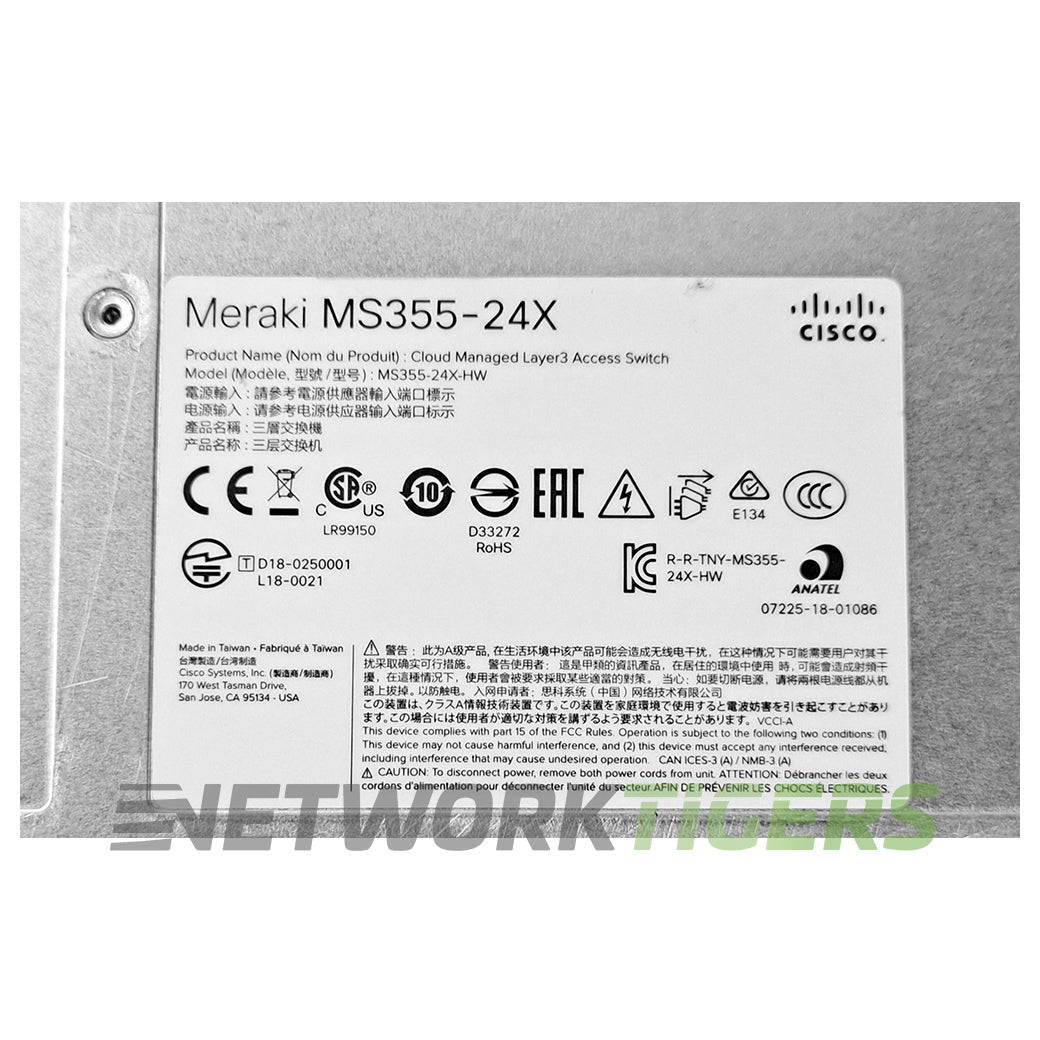 NEW Cisco Meraki MS355-24X-HW 16x 1GB RJ45 8x Copper 2x QSFP+ Unclaimed Switch