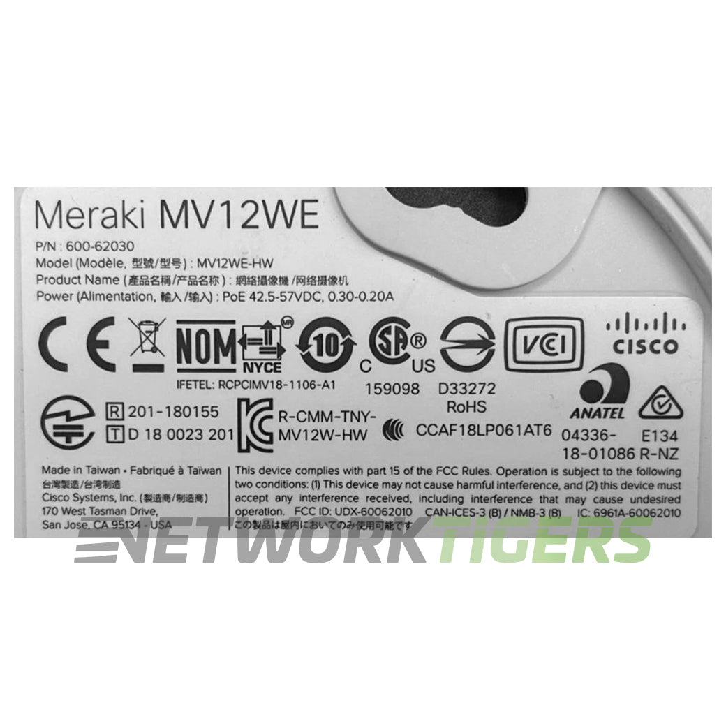 NEW Cisco Meraki MV12WE-HW 128GB Wide Angle Mini Dome Camera UNCLAIMED