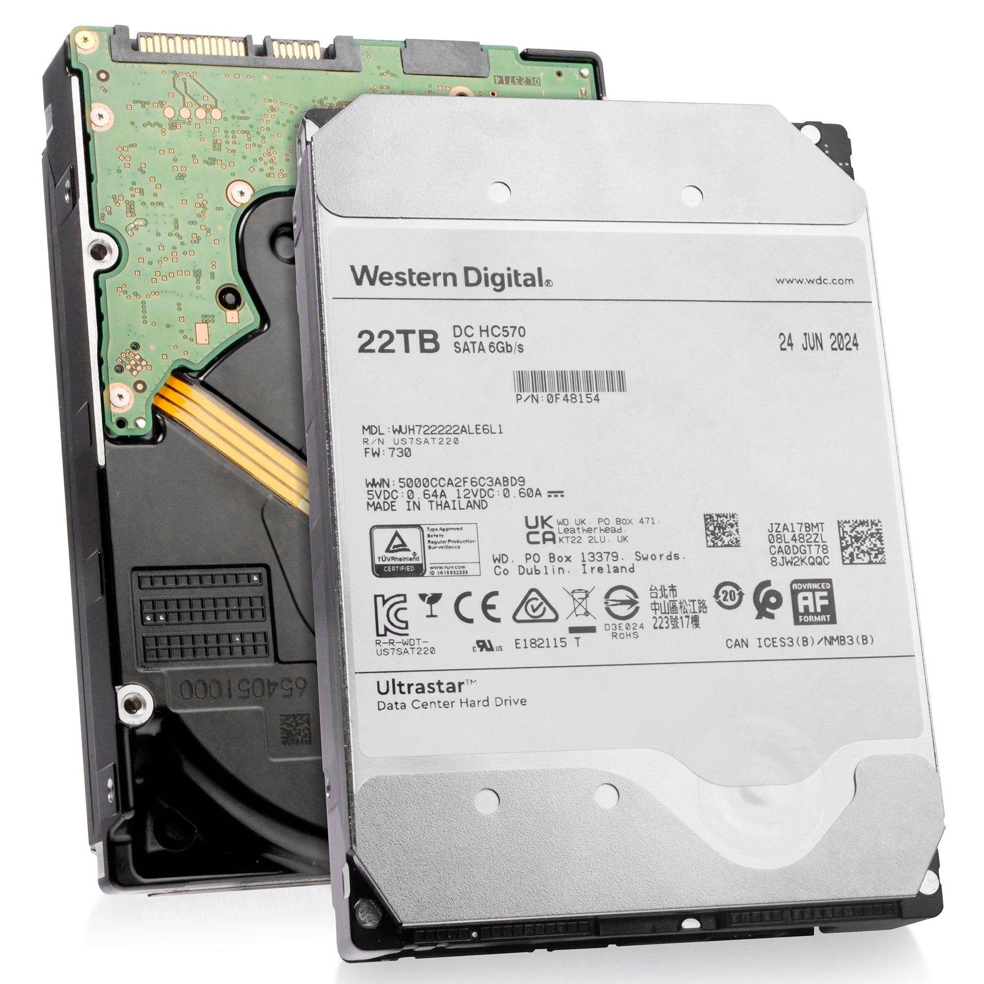 Western Digital Ultrastar DC HC570 WUH722222ALE6L1 0F48154 22TB 7.2K RPM SATA 6Gb/s 512e 3.5in Refurbished HDD