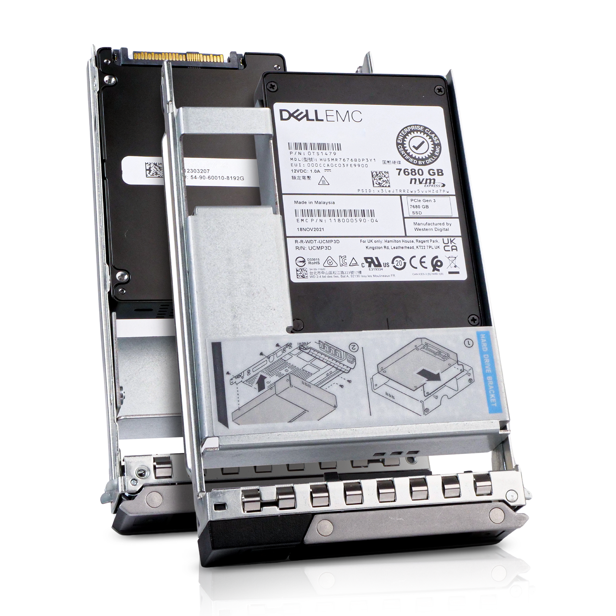 Dell G14 118000590-04 7.68TB 1 DWPD PCIe Gen 3.0 x4 4GB/s MLC U.2 NVMe Hybrid 3.5in Refurbished SSD