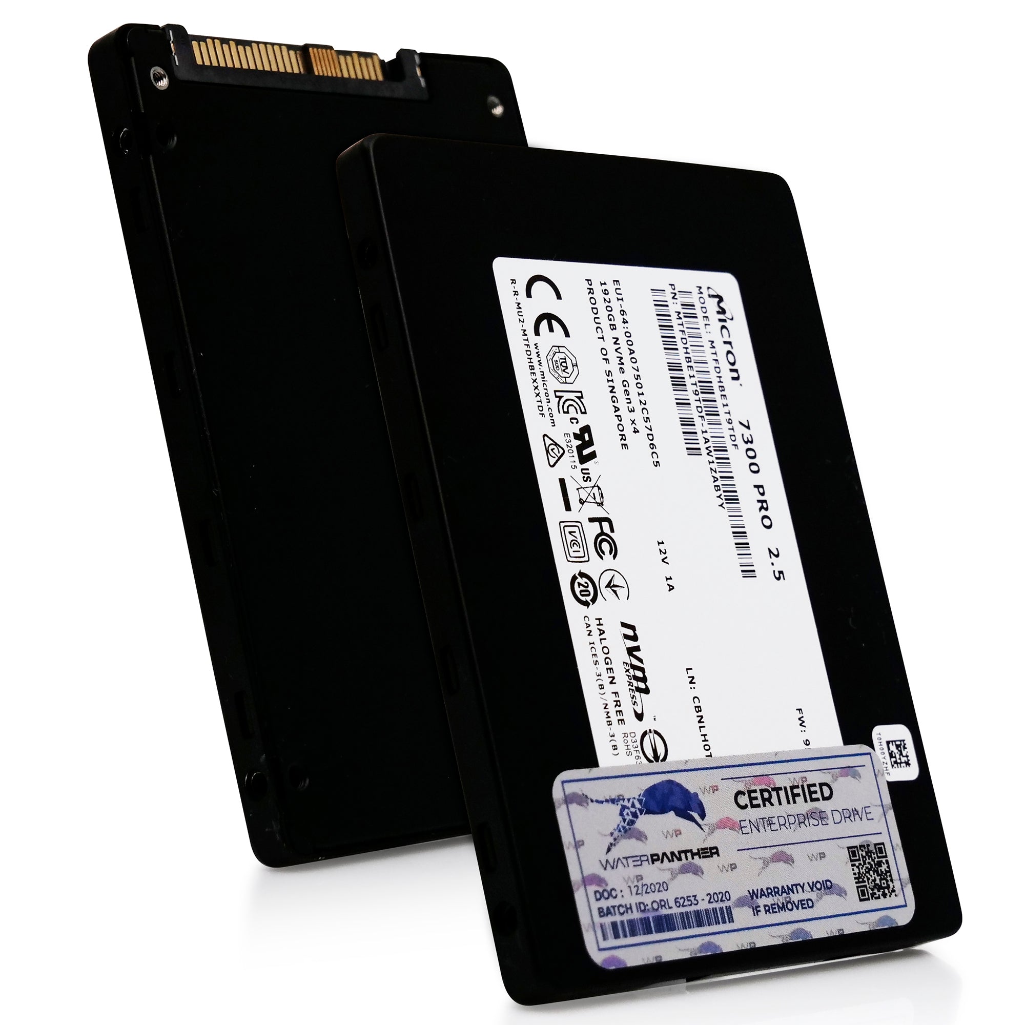 Micron 7300 Pro MTFDHBE1T9TDF-1AW1ZABYY 1.92TB PCIe Gen 3.0 x4 4GB/s 3D TLC U.2 2.5in Solid State Drive