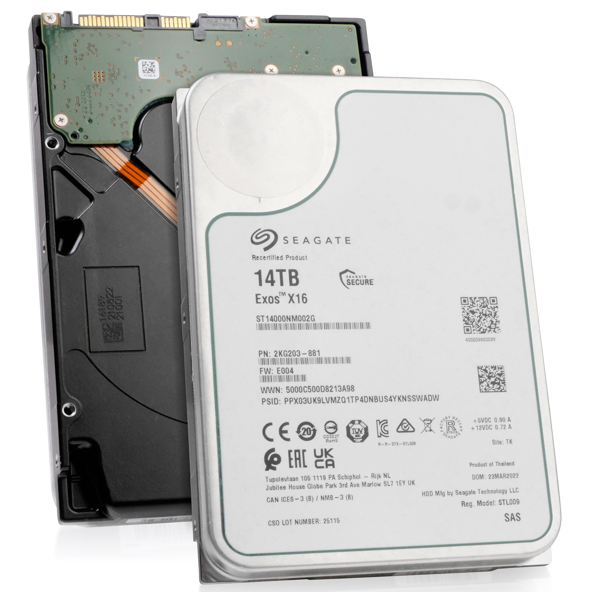 Seagate Exos X16 ST14000NM002G 14TB 7.2K RPM SAS 12Gb/s 3.5in Recertified Hard Drive