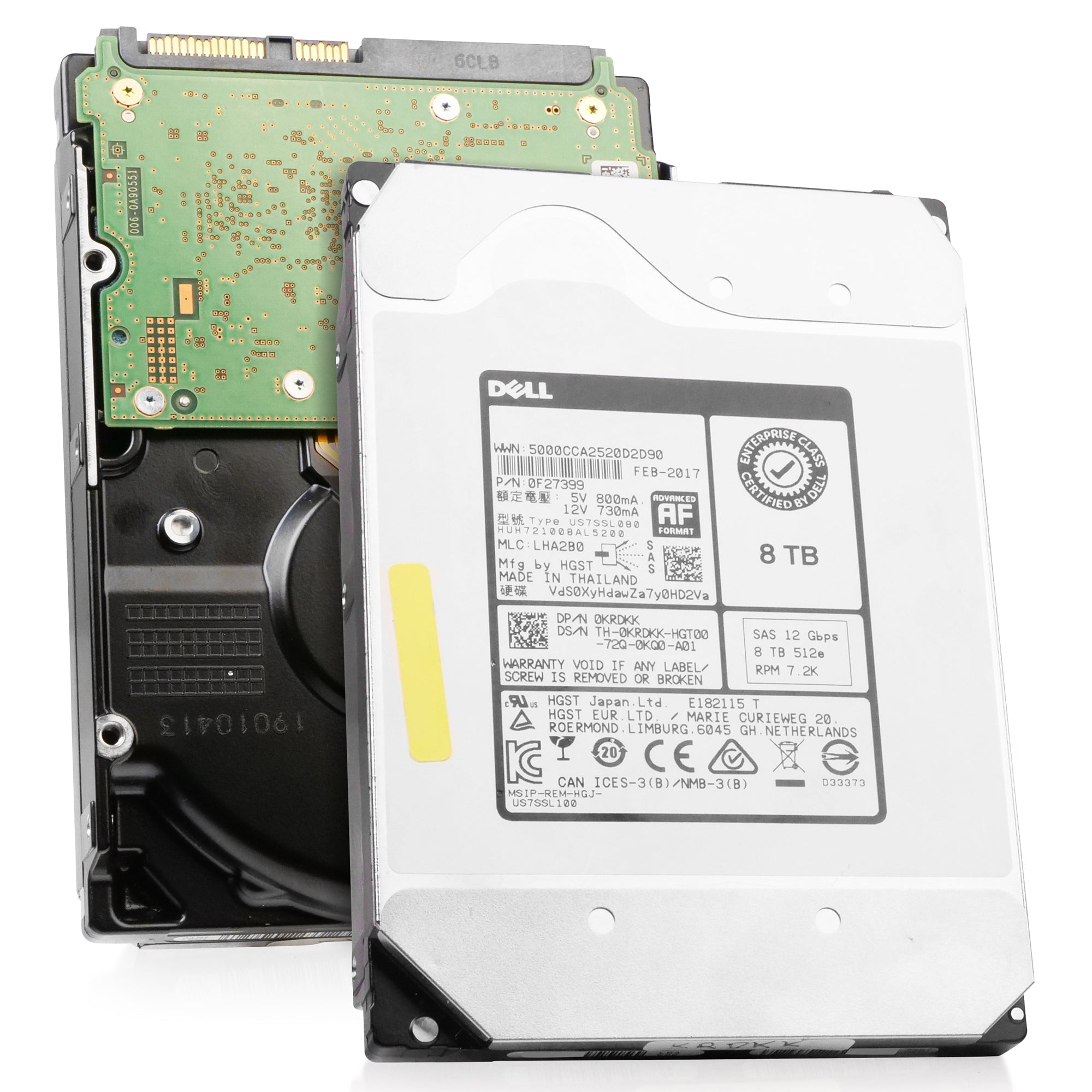 Dell/HGST Ultrastar He10 HUH721008AL5200 0F27399 8TB 7.2K RPM SAS 12Gb/s 512e 256MB 3.5in Refurbished HDD