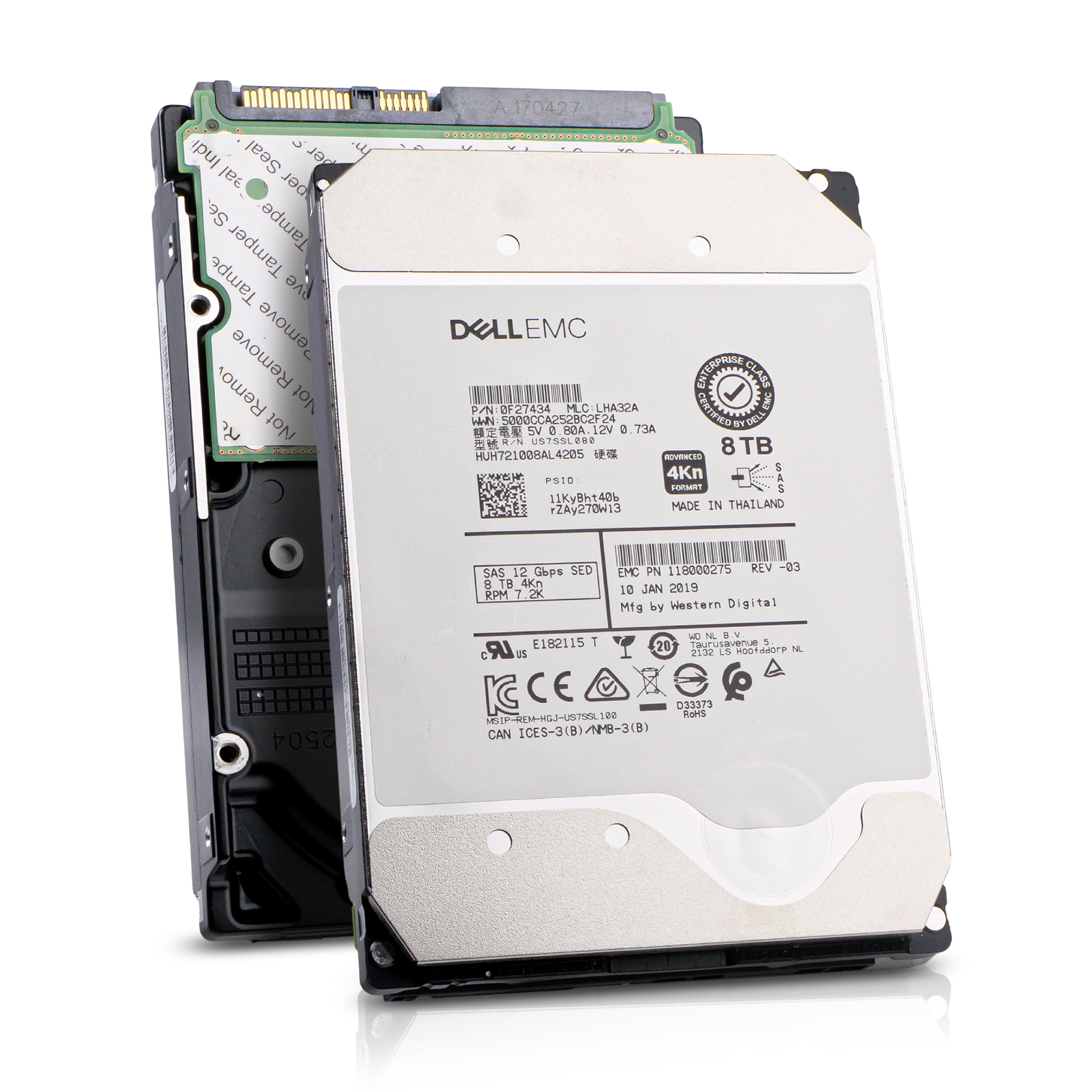 Dell/Western Digital Ultrastar DC HC510 HUH721008AL4205 0F27409 8TB 7.2K RPM SAS 12Gb/s 4Kn 256MB 3.5in Refurbished HDD