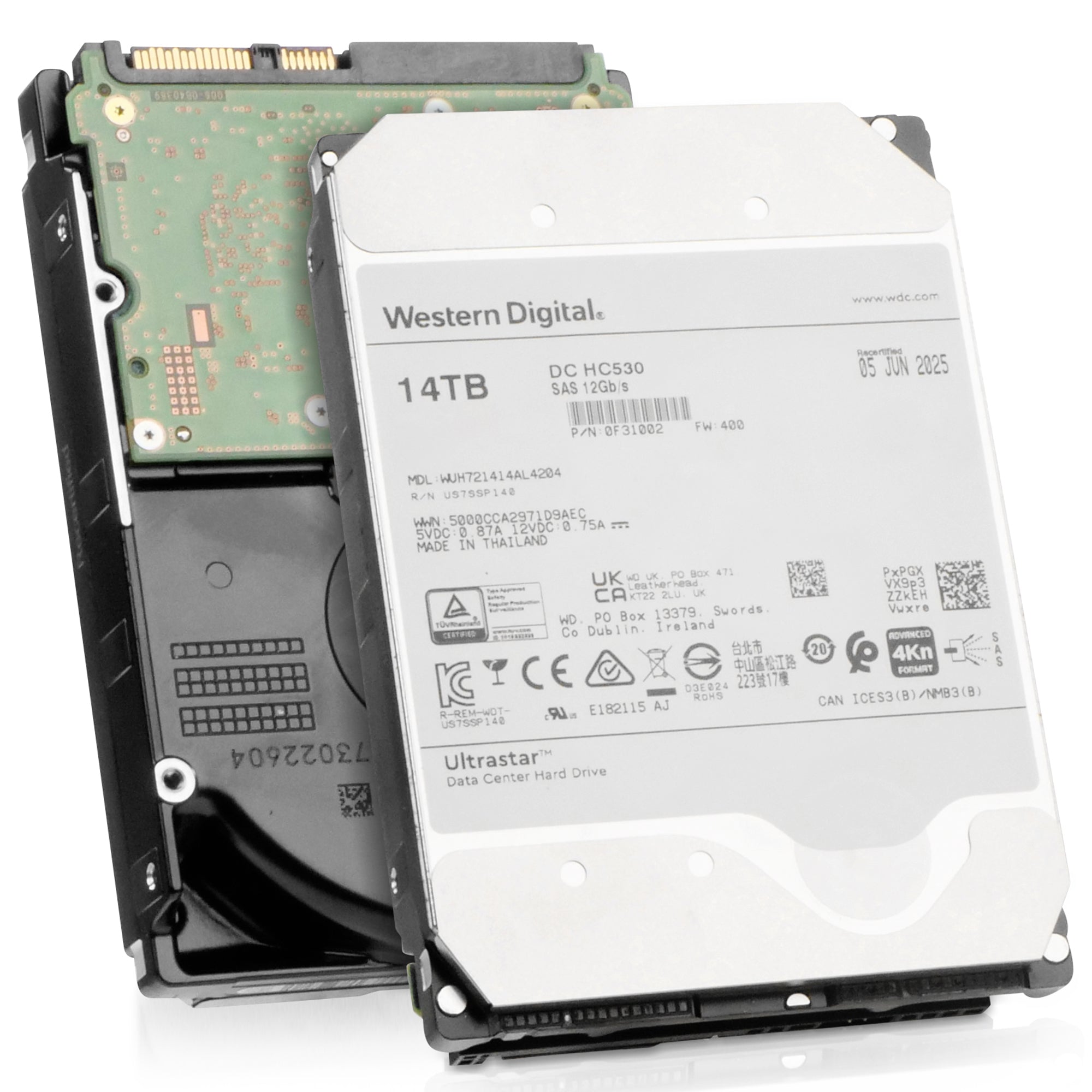Western Digital Ultrastar DC HC530 WUH721414AL4204 0F31002 14TB 7.2K RPM SAS 12Gb/s 4kn 3.5in Recertified Hard Drive