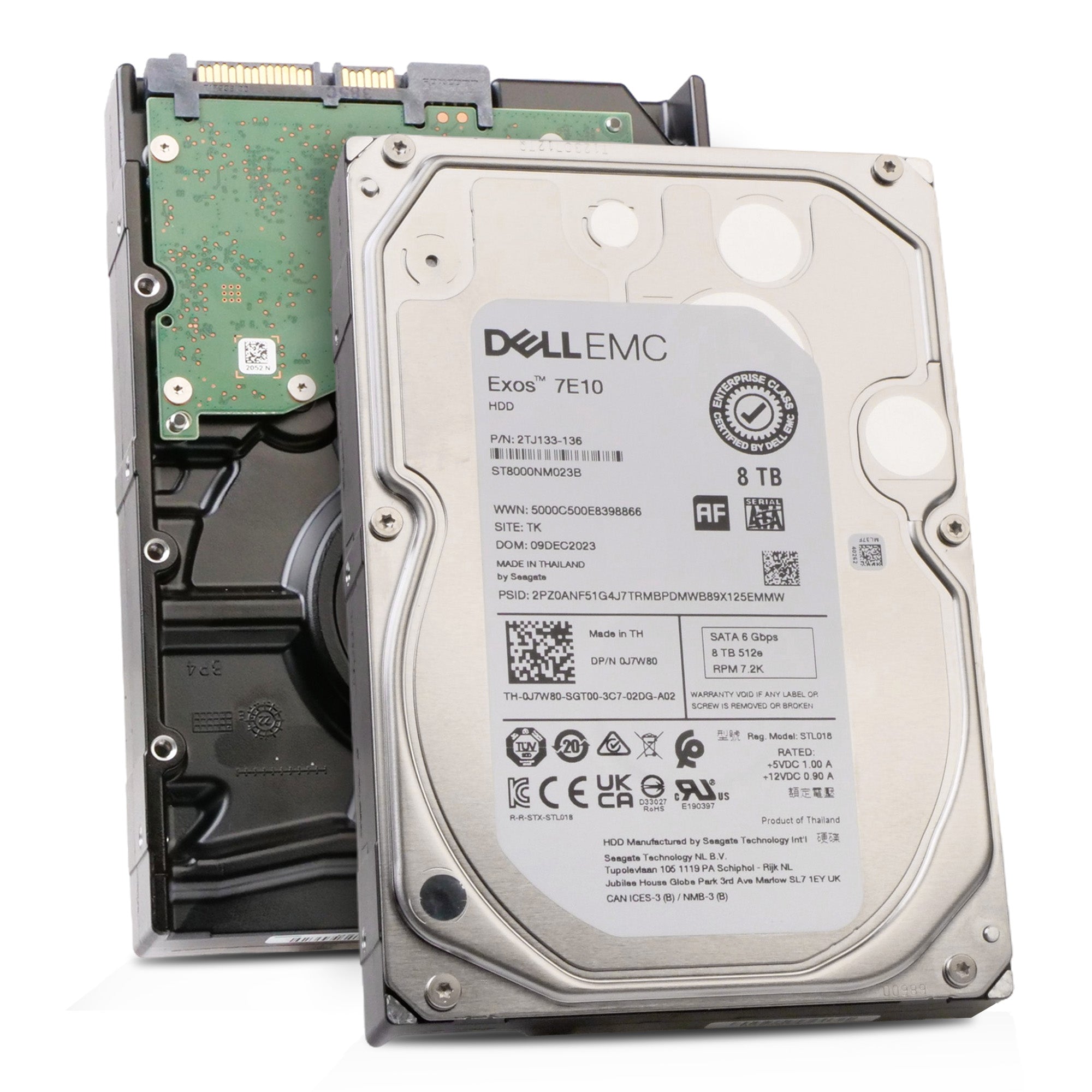 Dell/Seagate Exos 7E10 ST8000NM023B 8TB 7.2K RPM SATA 6Gb/s 512e 256MB 3.5in Refurbished HDD