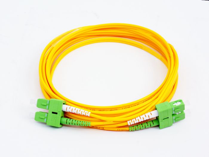 Fiber Optic Patch Cable, SC APC to SC APC, 5 meters, 3mm, Duplex, SM | Plus Corning® SMF-28® Ultra Fiber