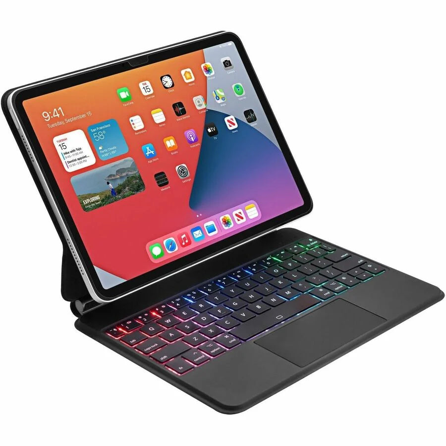 Adesso Portable Keyboard/Cover Case for 10.9" to 11" Apple iPad Pro 11 (2018), iPad Pro 11 (2020), iPad Pro 11 (2021), iPad Pro 11 (2022), iPad Air (4th Generation), iPad Air (5th Generation), iPad Air (6th Generation) Tablet - English (US) Keyboard