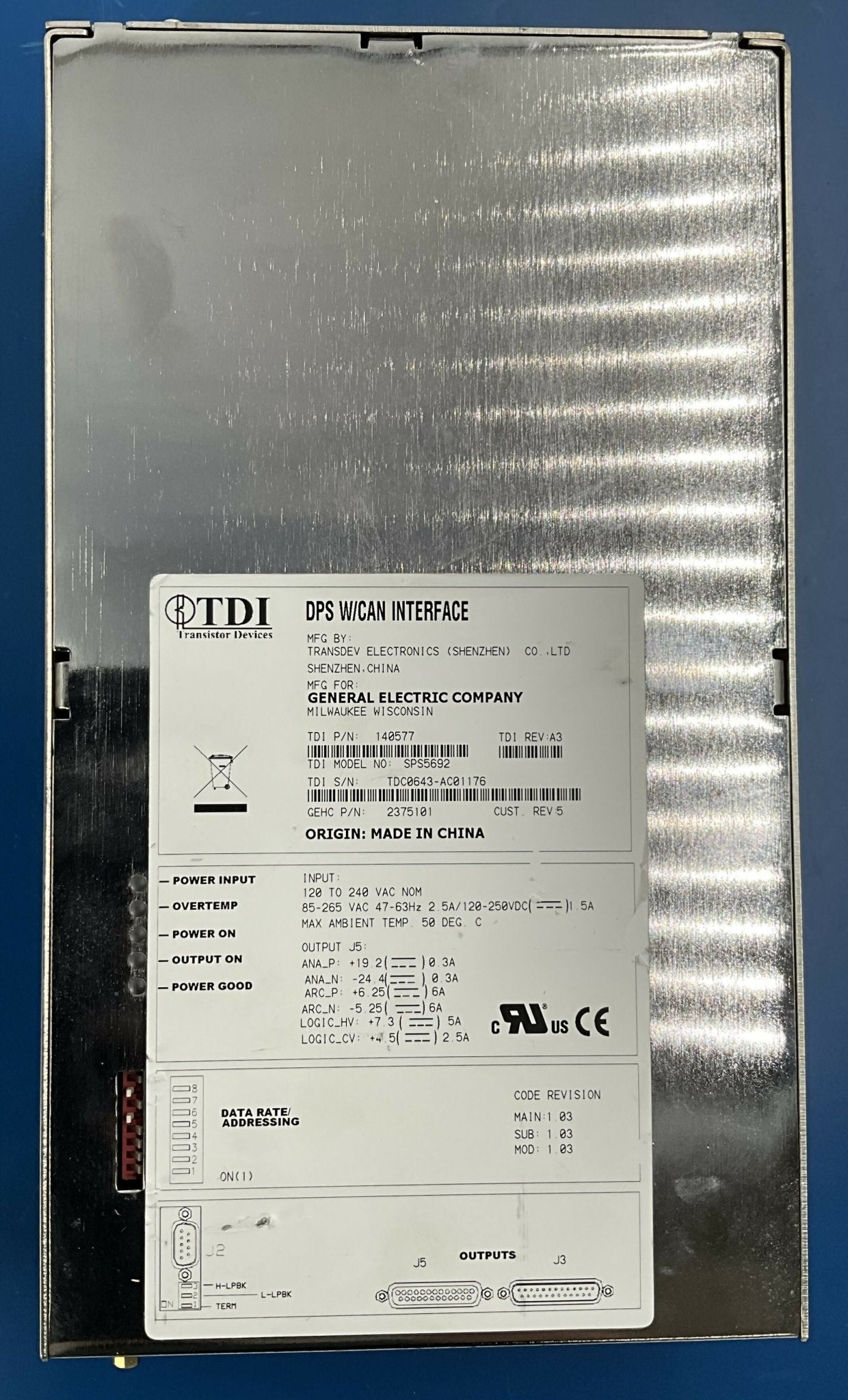 DETECTOR POWER SUPPLY (2375101/SPS5692/5134847 ) GE