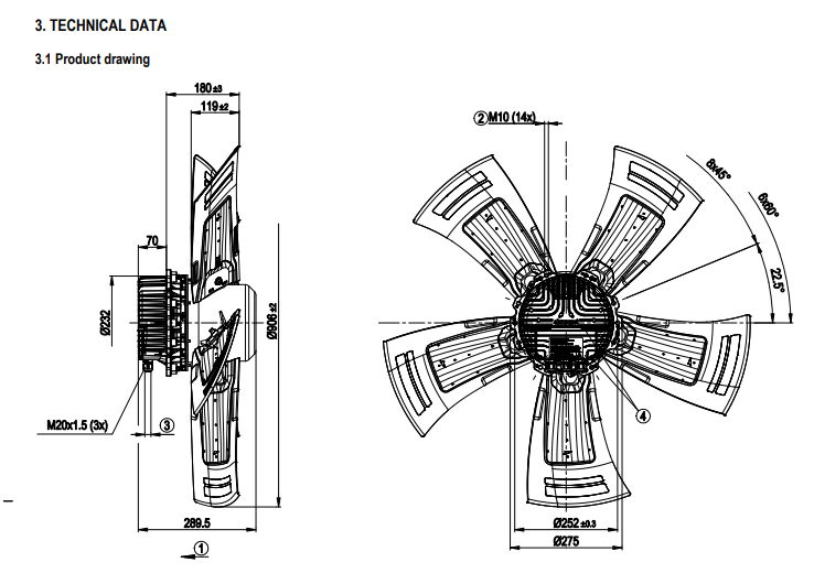 A3G910-AV02-02 ebm-papst AC Axial Fan 380-480V 2.88KW 4.4A 1000rpm