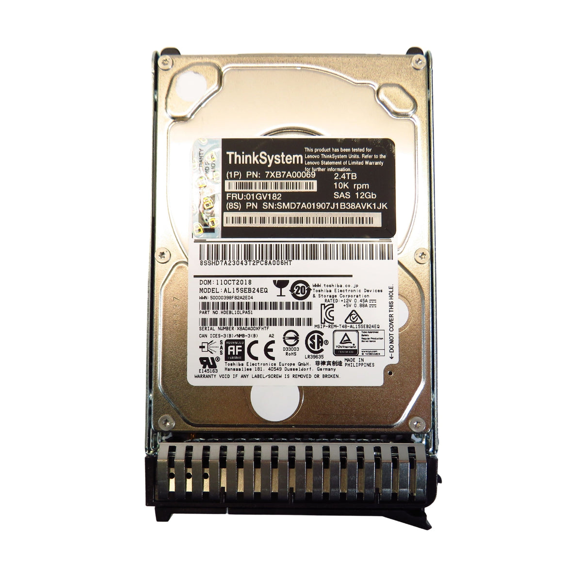 Lenovo 01GV182 2.4TB 10K RPM 2.5" SAS 12Gbps SFF HDD Hard Drive (Refurbished)