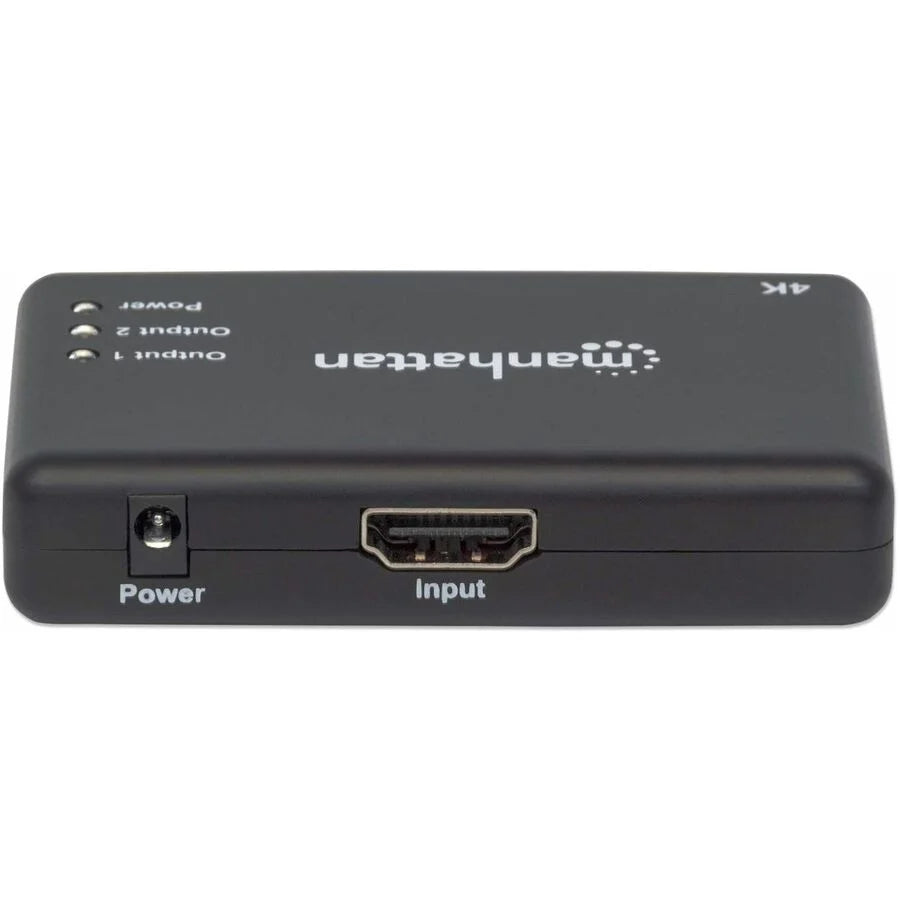 HDMI Splitter 2-Port , 4K@30Hz, Displays output from x1 HDMI source to x2 HD displays (same output to both displays), AC Powered (cable 0.9m), Black, Three Year Warranty