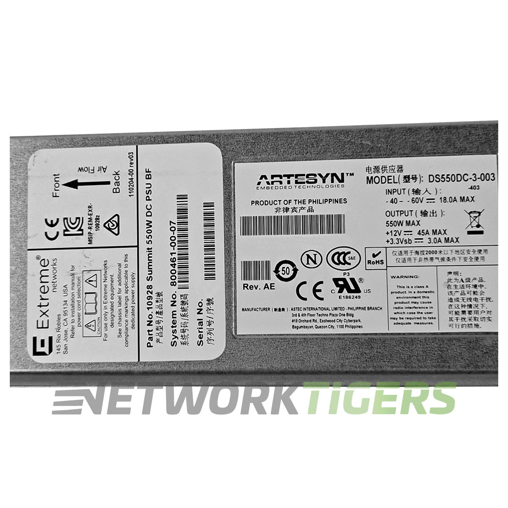 NEW Extreme 10928 X670-G2 Series 550W DC B-F Airflow Switch Power Supply