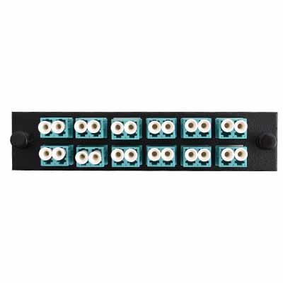 F1LC24DAQMUL - Adapter Plate 6-Pack LC Duplex Multimode 10 Gig Aqua Adapters Loaded (24 Fibers) Off White