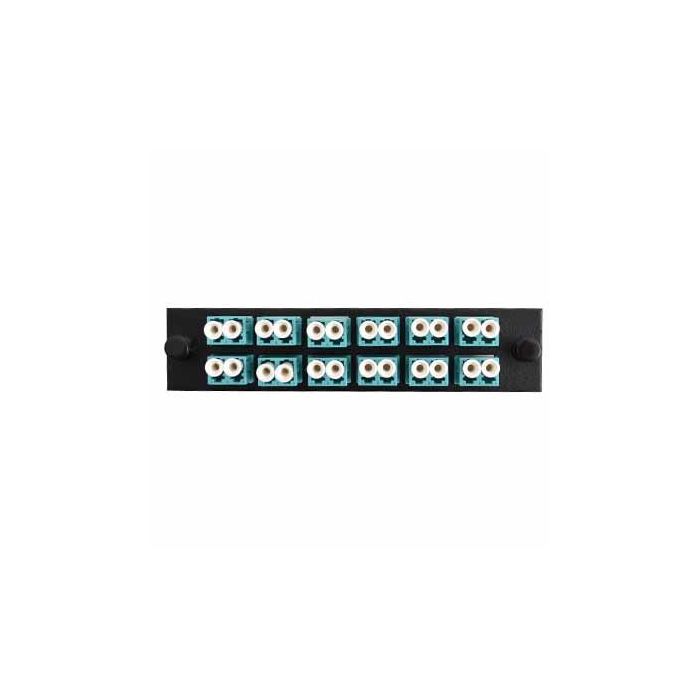F1LC24DAPCSUL - Adapter Plate 12-Pack LC Duplex Singlemode APC Green Adapters Loaded (24 Fibers) Off White
