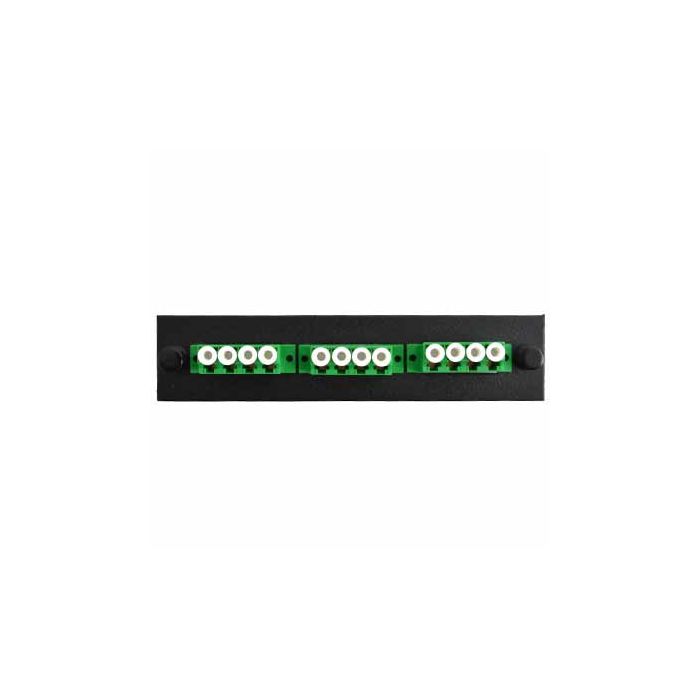 F1LC3QBKAPCSUL - Adapter Plate 3-Pack LC Quad Singlemode APC Green Adapters Loaded (12 Fibers) Black
