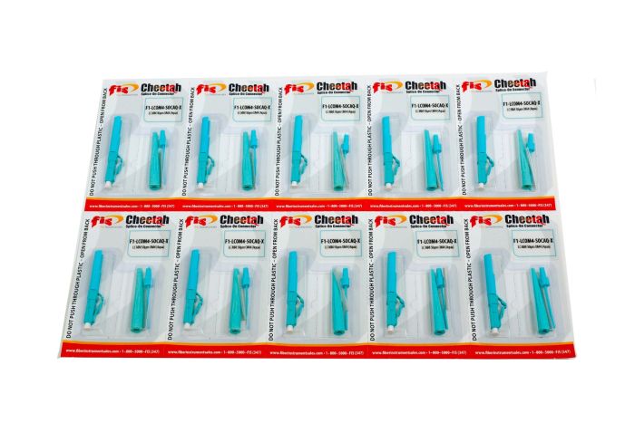 LC Splice-On Connector Cheetah Multimode 50um OM4, 900um, Aqua - 100pk