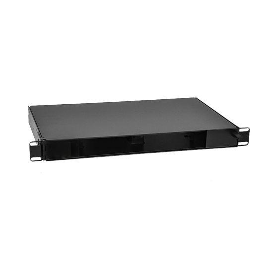 Swing Out Patch Panel 1RU Holds (2) Adapter Plates Unloaded Black