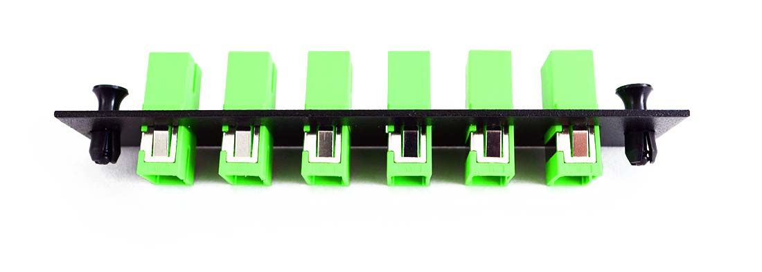 Adapter Plate 6-Pack SC Singlemode APC Green Adapters Loaded Black