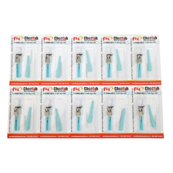ST PC Splice-On Connector Multimode Cheetah 50um OM3 900um-Aqua, 10pk