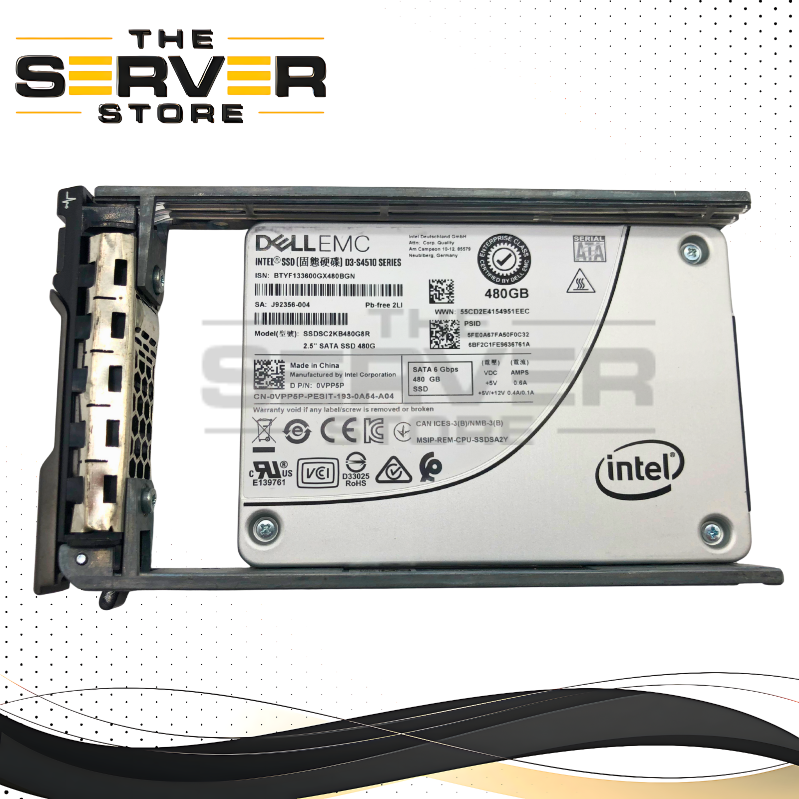 Dell Intel D3-S4510 480GB SATA 6G 2.5" SFF RI SSD W/Tray SSDSC2KB480G8R VPP5P