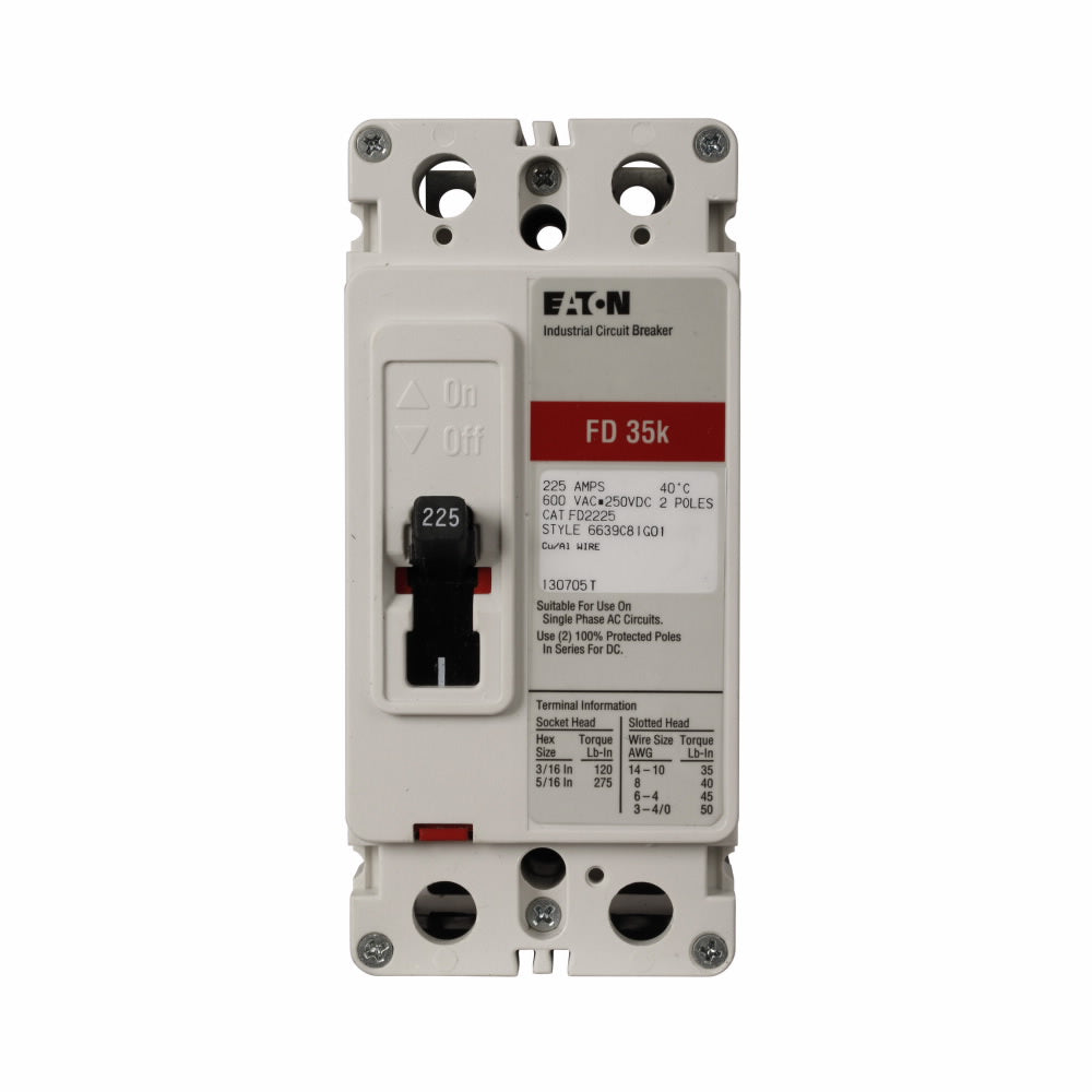 FD2175L | Eaton 175A 2-Pole Series C Molded Case Circuit Breaker for 600V Systems