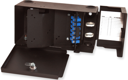 Wall Mount Enclosure Patch and Splice Holds (2) Adapter Plates Unloaded Black