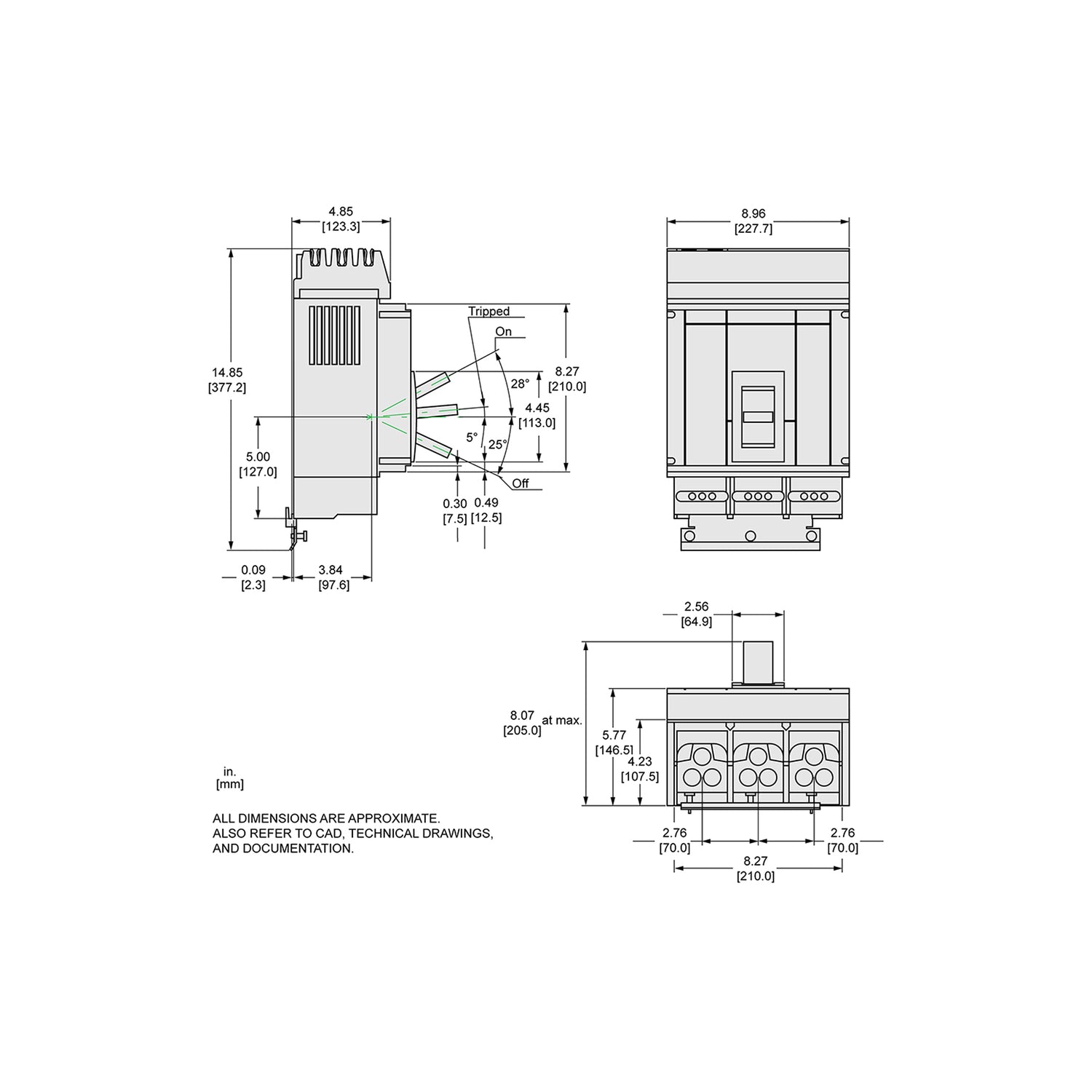 PJA36080CU41A | Square D PowerPacT P-Frame 800A 3-Pole Molded Case Circuit Breaker, 600VAC
