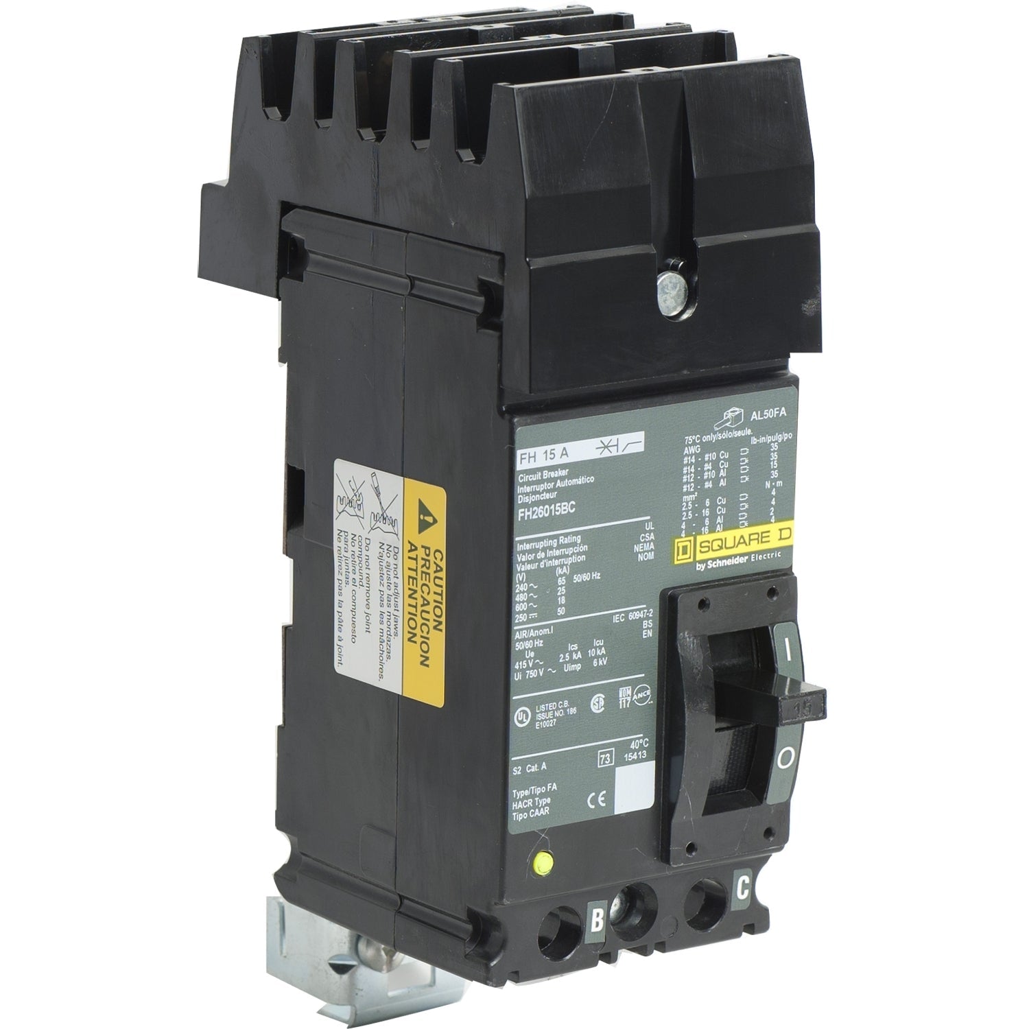 FH26015BC | Square D 15A 2-Pole 600V I-Line Thermal-Magnetic Molded Case Breaker