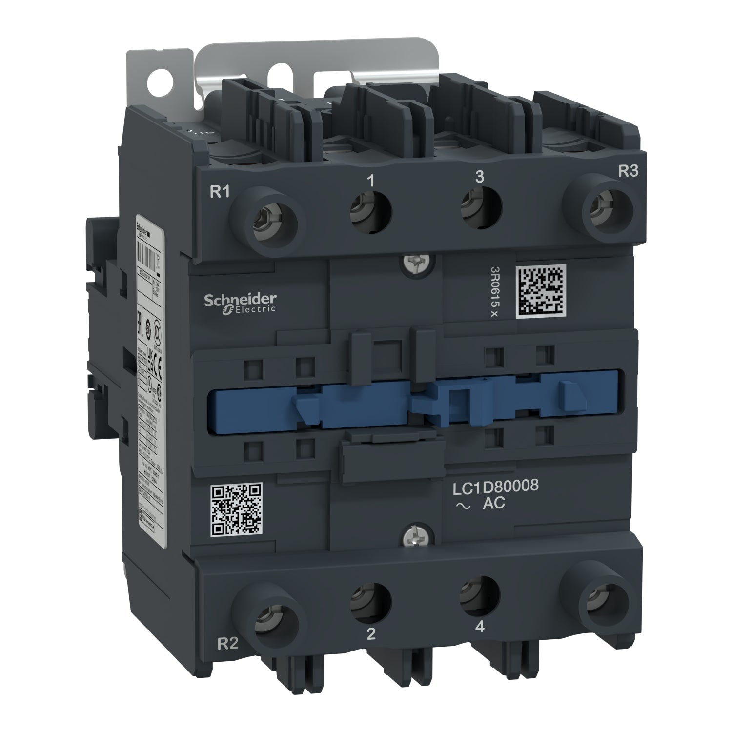 Schneider Electric LC1D80008F7 4-Pole 125A Contactor with 110V AC 50/60Hz Coil