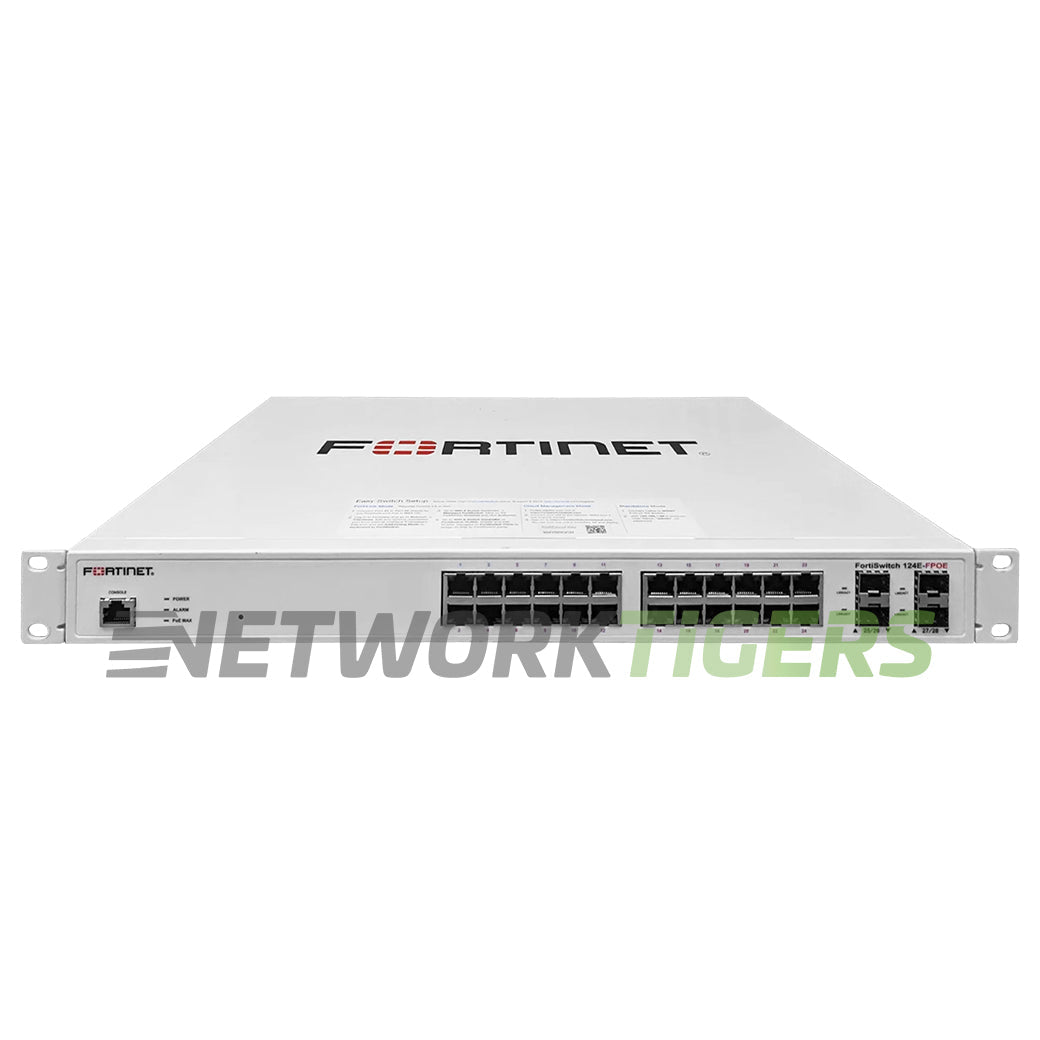 Fortinet FS-124E-FPOE 24x 1GB PoE+ RJ45 4x SFP Registrable / Unclaimed Switch