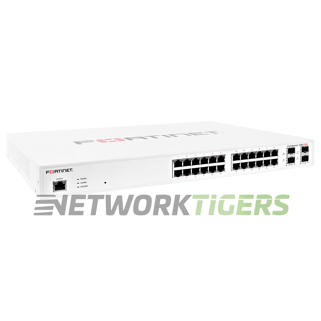 NEW Fortinet FS-124E-POE 100 Series 24x 1GB RJ45 (12x PoE) 4x 1GB SFP Switch