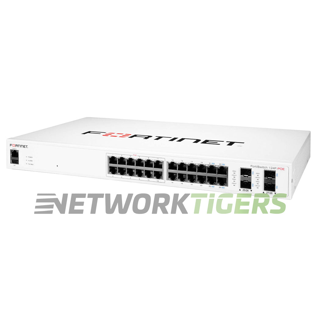 Fortinet FS-124F-POE 100 Series 24x 1GB RJ45 (12x PoE) 4x 10GB SFP+ Switch