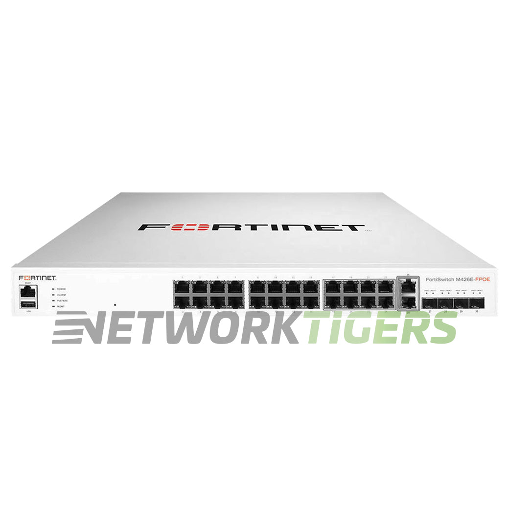 NEW Fortinet FS-M426E-FPOE 26x RJ45 4x SFP+ Local Management Only Switch