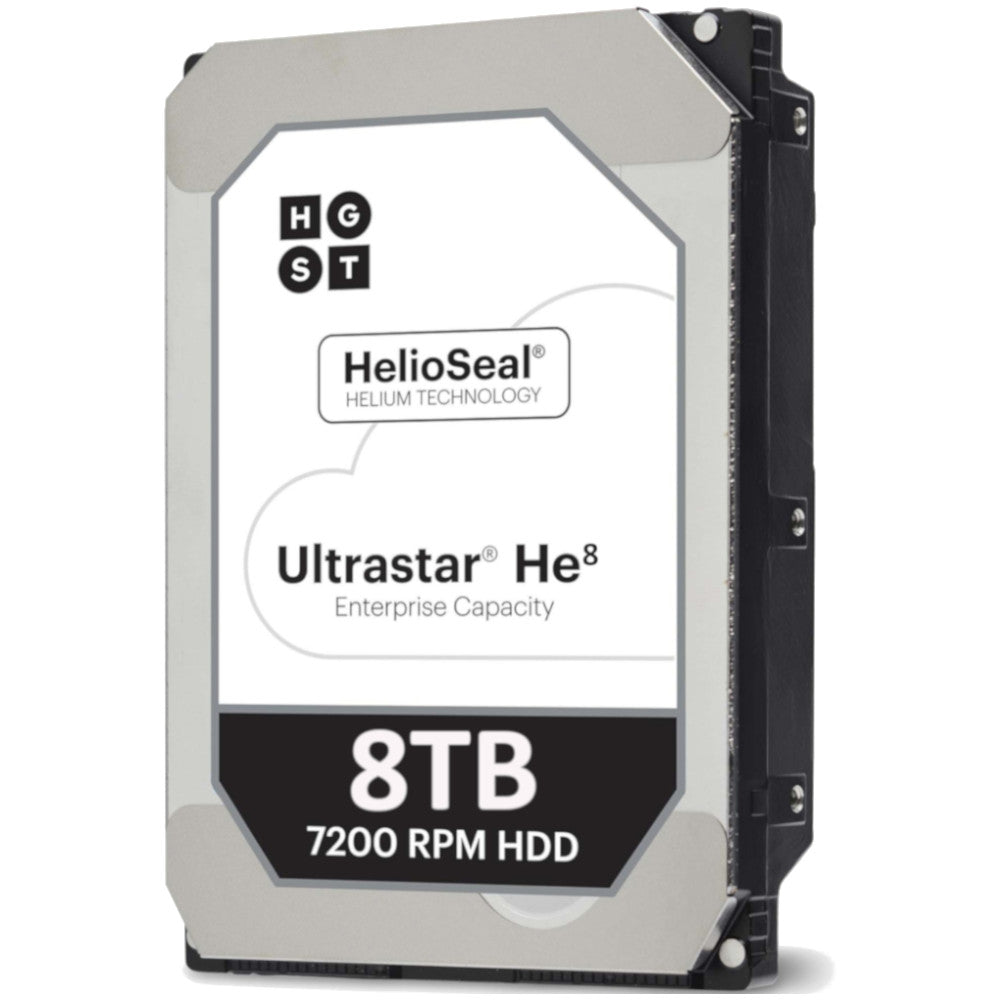 HGST Ultrastar He8 HUH728080AL5204 0F25733 8TB 7.2K RPM SAS 12Gb/s 512e 128MB 3.5in Recertified HDD