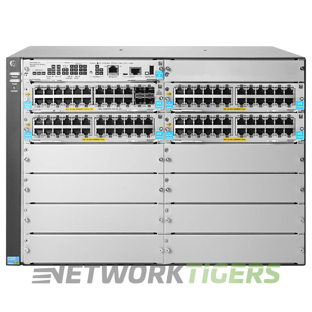HPE Aruba J9825A 92x 1GB PoE+ RJ45 2x 10GB SFP+ 8x Expansion Module Slot Switch