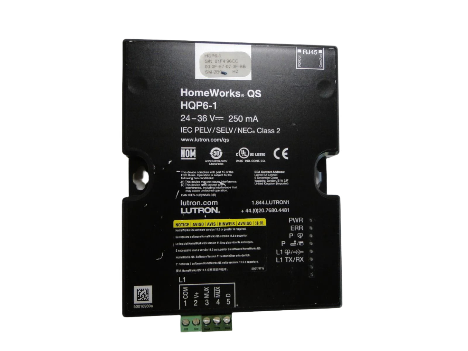 Lutron HQP6-1 HomeWorks QS 1-Link Processor with Ethernet and RS485 System Integration