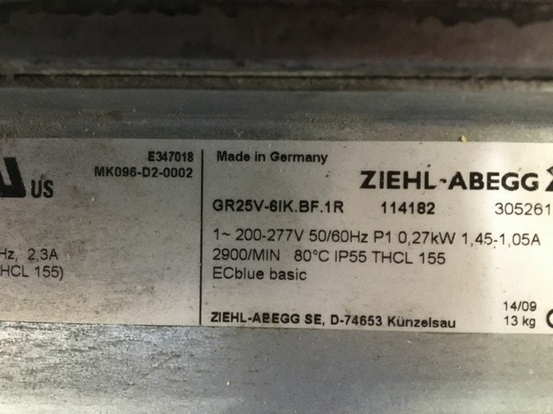 GR25V-6IK.BF.1R  ZIEHL-ABEGG centrifugal fan 200-277V 0.27KW 1.45/1.05A 2900rpm