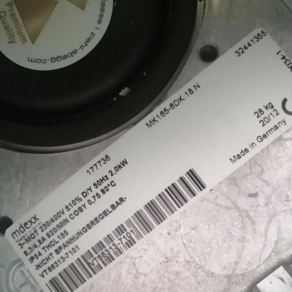 MK165-6DK.18.N ZIEHL-ABEGG Centrifugal Fan 230V/400V 2.0KW 8.3/4.8 A for Atlas Air Compressor Motor Replace by YWF(K)166-6D90-E03