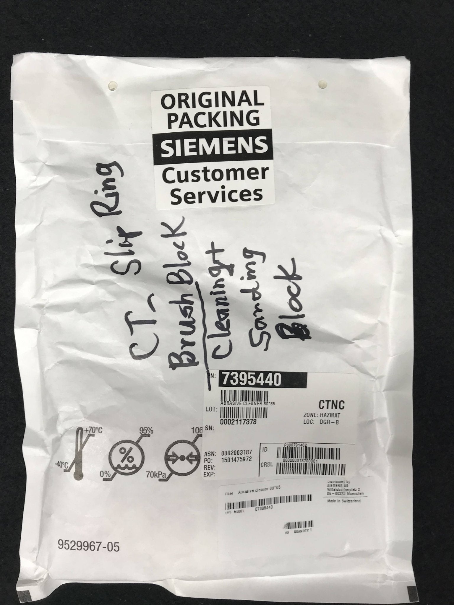 NEW CT Slip Ring Brush Block Sanding Stone (07395440) Siemens