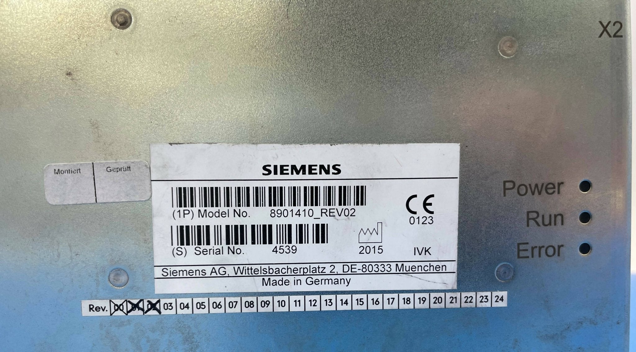 PANEL CONTROL RIGHT (8901410/08901410 REV-02/01) SIEMENS