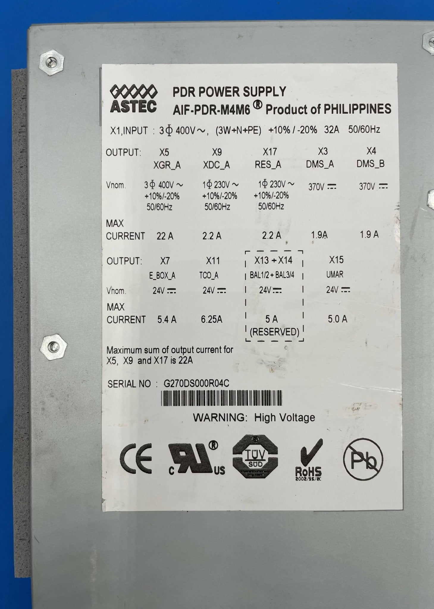 PDU P46 POWER SUPPLY (08098175/8098175) SIEMENS